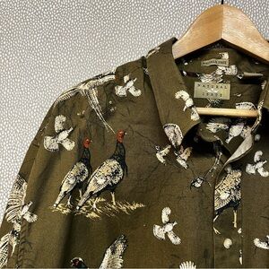 XXL Natural Issue Pheasant and Turkey Print Button Down Shirt